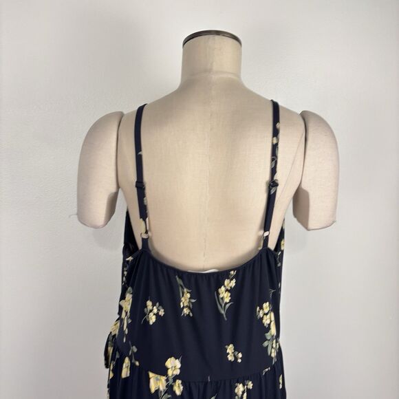 NWT Kaileigh Women's 2X Rica Navy Floral Faux Wrap Tie Knit Crop Jumpsuit - Picture 5 of 6